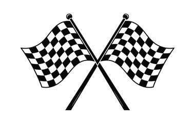 Crossed Checkered NASCAR Racing Flags - Start/Finish Line Silhouette Vector for Motorsports & Events