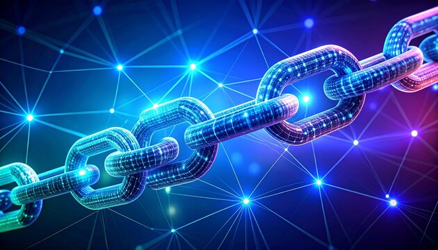 Cyber big data flow. Blockchain data fields. Network line connect stream.