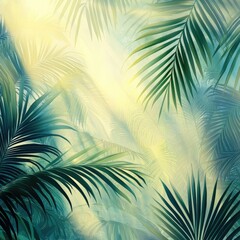 Tropical palm trees silhouette against a summer sky, perfect for a nature beach background