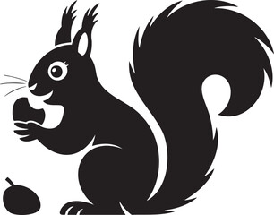 Delightful squirrel silhouette holding acorn ready for winter, a charming woodland illustration for nature lovers