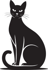 Elegant black cat silhouette with striking pose for Halloween design or pet product branding needs now