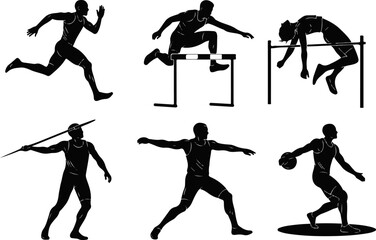 Track and Field Athletes Vector Set – Powerful Silhouettes of Athletic Motion