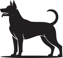 Elegant silhouette of a dog standing alert, perfect for animal lovers, pet businesses, and design projects