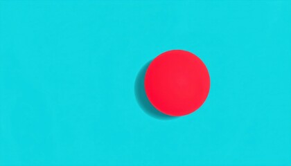 Red Sphere On Cyan Background