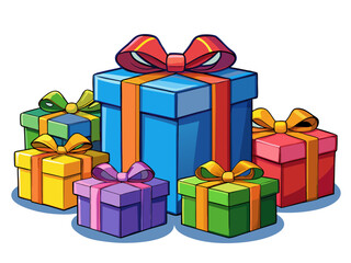 Fototapeta premium Colorful gift boxes with bows and ribbons, perfect for Christmas, birthday, or holiday celebrations