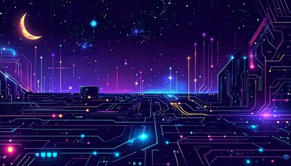 Abstract circuit board futuristic technology processing background