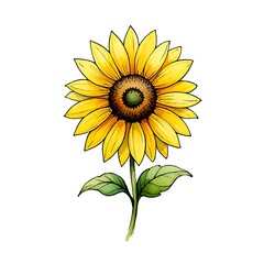 Fototapeta premium Watercolor Sunflower Yellow Flower Botanical Illustration