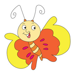 The smiling while flying a butterfly