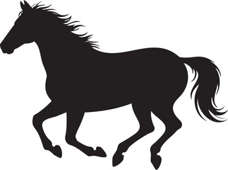 Majestic horse silhouette running free with dynamic energy perfect for branding and logo design projects