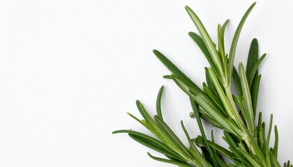 Fototapeta premium Fresh aromatic rosemary sprigs texture whiet background