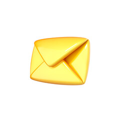 Golden 3D Rendered Envelope Icon:  New Message