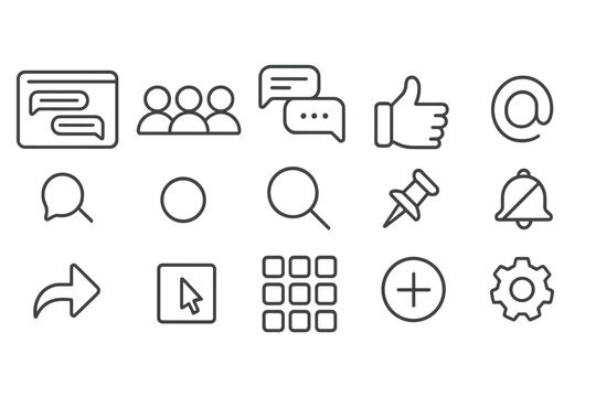 Communication, messaging line icon set. chat, interaction symbols line collection