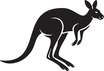 Striking kangaroo silhouette leaping forward with bold elegance for logo or design element