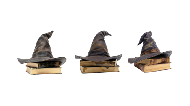 Witch Hat and Books on transparent background png