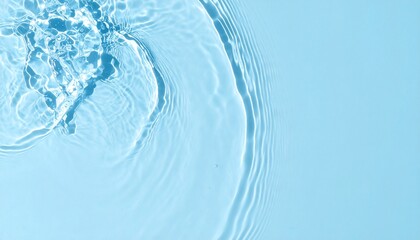 Transparent blue clear water surface texture with ripples, splashes and bubbles. 