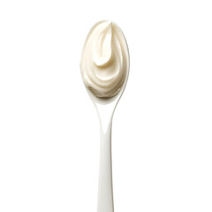 Spoon of White Cream on Isolated Clean White Background