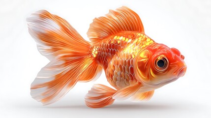 Stunning Orange Goldfish Portrait Closeup of a Beautiful with Graceful Aquatic Creature.