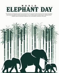 World Elephant Day Illustration – Wildlife Conservation, Nature Protection and Save Elephant Awareness