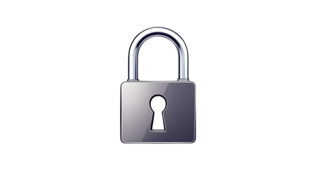 padlock with key isolated on white background PNG 