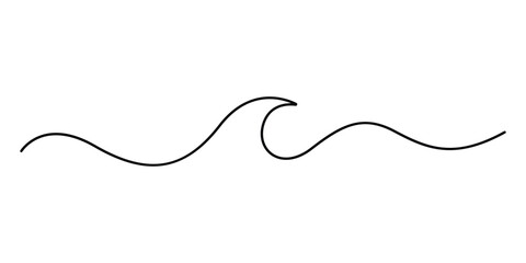 Continuous one line drawing of sea wave or ocean wave art minimal outline vector illustration