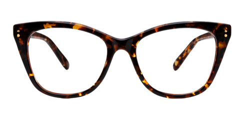  Glasses frame with monogram print dark tortoise shell white background