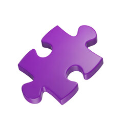 Obraz premium Single purple puzzle piece isolated on transparent background