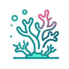 Vibrant coral reef with bubbles underwater vector graphics illustration icon