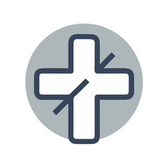 Obraz premium Stylized medical or healthcare icon with a cross and overlapping gray circle