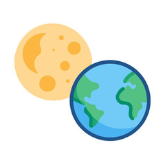 Cartoon earth and moon representing space exploration and celestial bodies