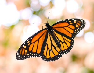 Fototapeta premium Monarch butterfly, vibrant orange, black, and white wings