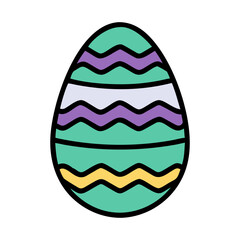 Whimsical Easter Egg with Wavy Lines in Pastel Colors for Festive Celebration