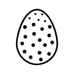 Black and white illustration of an Easter egg with polka dots design