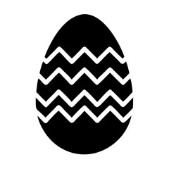 Elegant Easter Egg Illustration with Zigzag Pattern, Black and White Theme