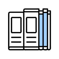 Minimalist illustration of a bookshelf with books in a simple flat style