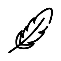 Single feather in simple cartoon illustration style on a white background