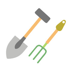 Gardening Tools Illustration featuring a Hand Trowel and a Garden Fork