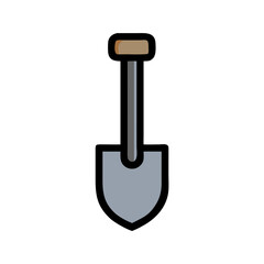 Illustration of a gardening hand shovel with a short handle and blade