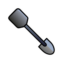 Cartoon illustration of a gardening shovel with a square and round end