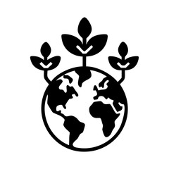 Plants growing from Earth represent sustainability and environmental protection icon