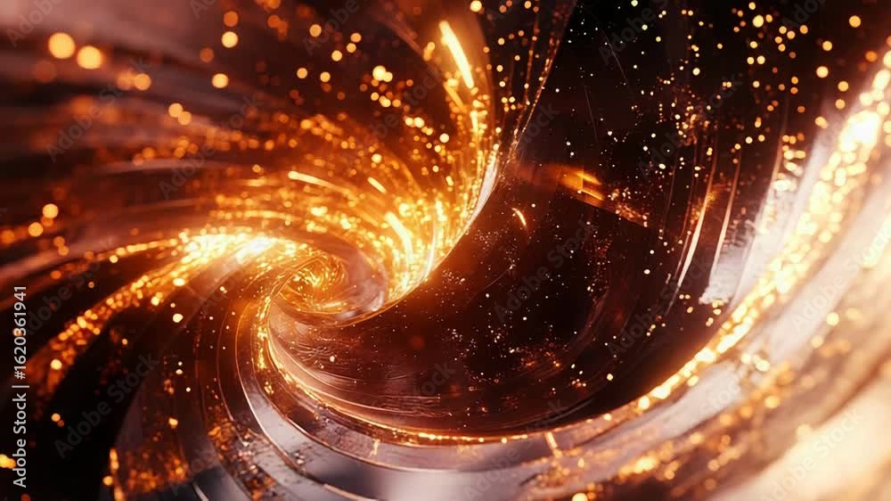 Wall mural golden swirling vortex with glowing particles creating stunning visual effect