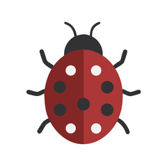 Isolated vector illustration of a red ladybug or ladybird with black spots