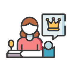 Customer service representative dreams of being royalty on the job behind desk