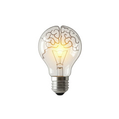 Creative brain light bulb concept isolated on white background