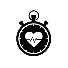 Obraz premium Heart rate stopwatch icon with cardiogram isolated on white background