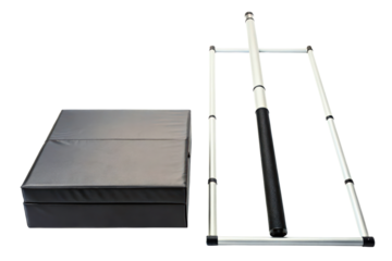 Fitness parallel bars and mat for home gym bodyweight exercises isolated with transparent background