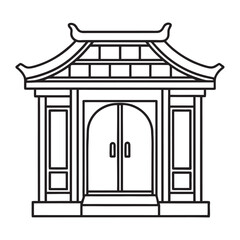 Fototapeta premium Elegant line art illustration of a traditional chinese door with intricate details