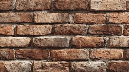 Fototapeta premium Close-up shot of a weathered brick wall with varied earthy tones and textured surface