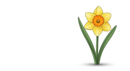 Isolated Daffodil Illustration: A Vibrant Yellow Floral Design Celebrating Spring and Nature's Beauty