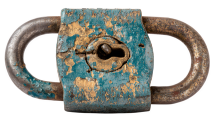 old rusty padlock isolated on white