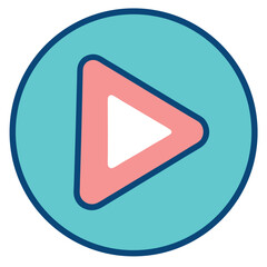 Play button icon with arrow inside a circle isolated on white background